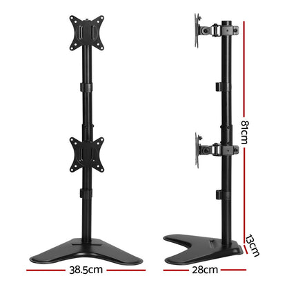Artiss Monitor Arm Stand Dual Mount HD LED TV Bracket Holder Freestanding MA-B-D-T02-BK