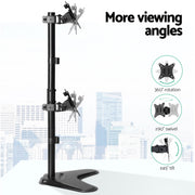 Artiss Monitor Arm Stand Dual Mount HD LED TV Bracket Holder Freestanding MA-B-D-T02-BK