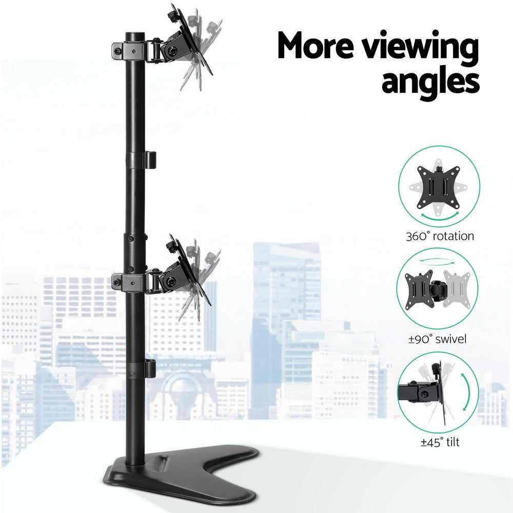 Artiss Monitor Arm Stand Dual Mount HD LED TV Bracket Holder Freestanding MA-B-D-T02-BK