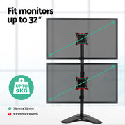 Artiss Monitor Arm Stand Dual Mount HD LED TV Bracket Holder Freestanding MA-B-D-T02-BK