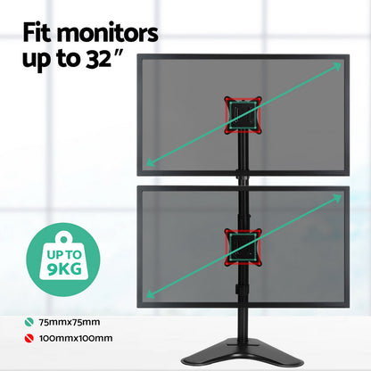 Artiss Monitor Arm Stand Dual Mount HD LED TV Bracket Holder Freestanding MA-B-D-T02-BK