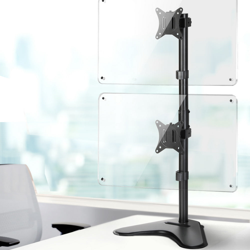 Artiss Monitor Arm Stand Dual Mount HD LED TV Bracket Holder Freestanding MA-B-D-T02-BK