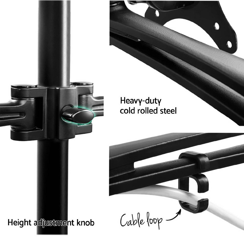 Artiss Monitor Arm Dual Desk Mount Screen Holder Bracket MA-D-212-BK