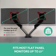 Artiss Monitor Arm Gas Spring Dual Desk Mount Screen Holder MA-D-GAS-BK