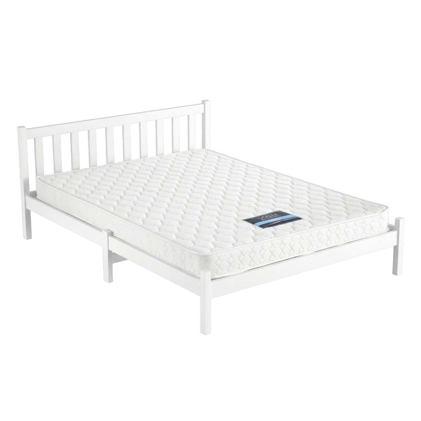Giselle Double Mattress with Artiss Wooden Bed Frame Natural Pine Timber Base MABF-13D-001D-D-WH