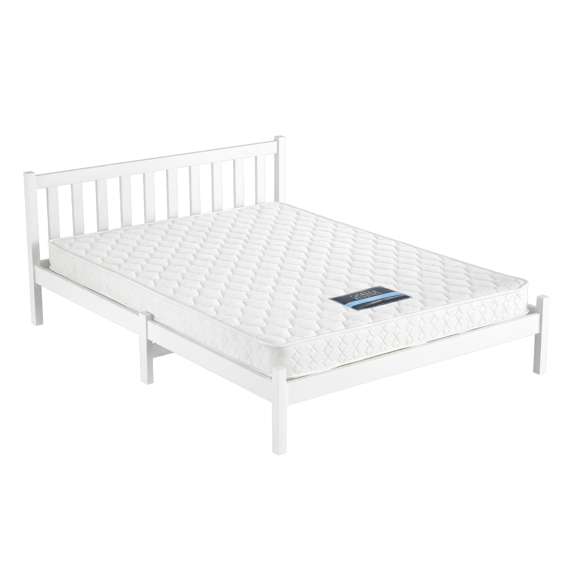 Giselle Double Mattress with Artiss Wooden Bed Frame Natural Pine Timber Base MABF-13D-001D-D-WH