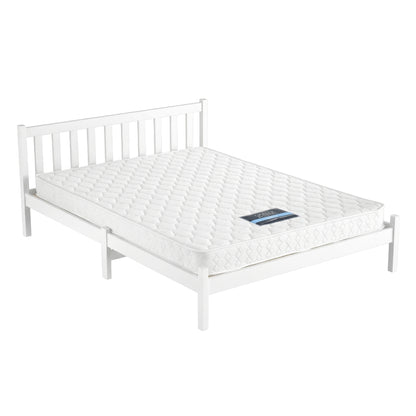 Giselle Double Mattress with Artiss Wooden Bed Frame Natural Pine Timber Base MABF-13D-001D-D-WH