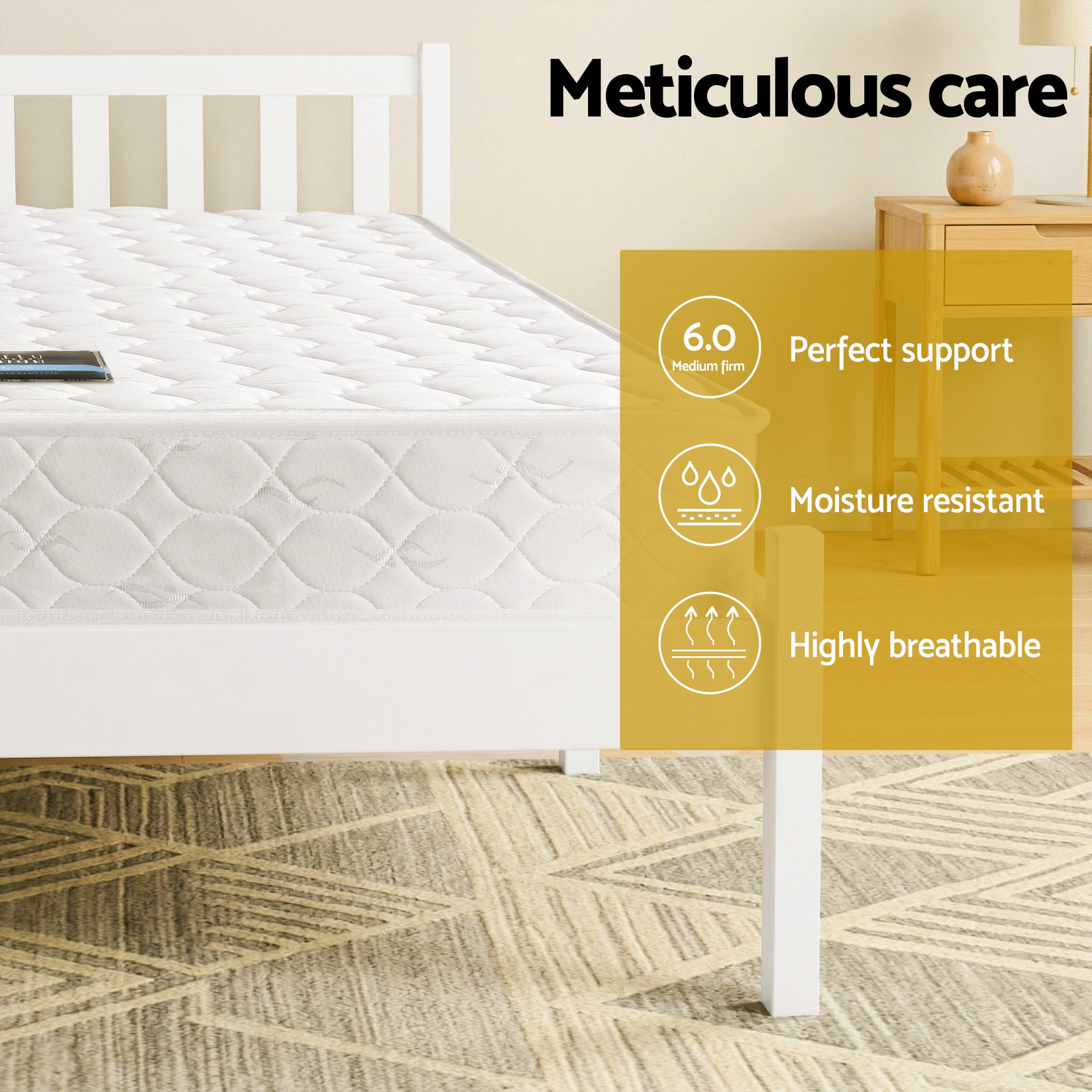 Giselle Double Mattress with Artiss Wooden Bed Frame Natural Pine Timber Base MABF-13D-001D-D-WH