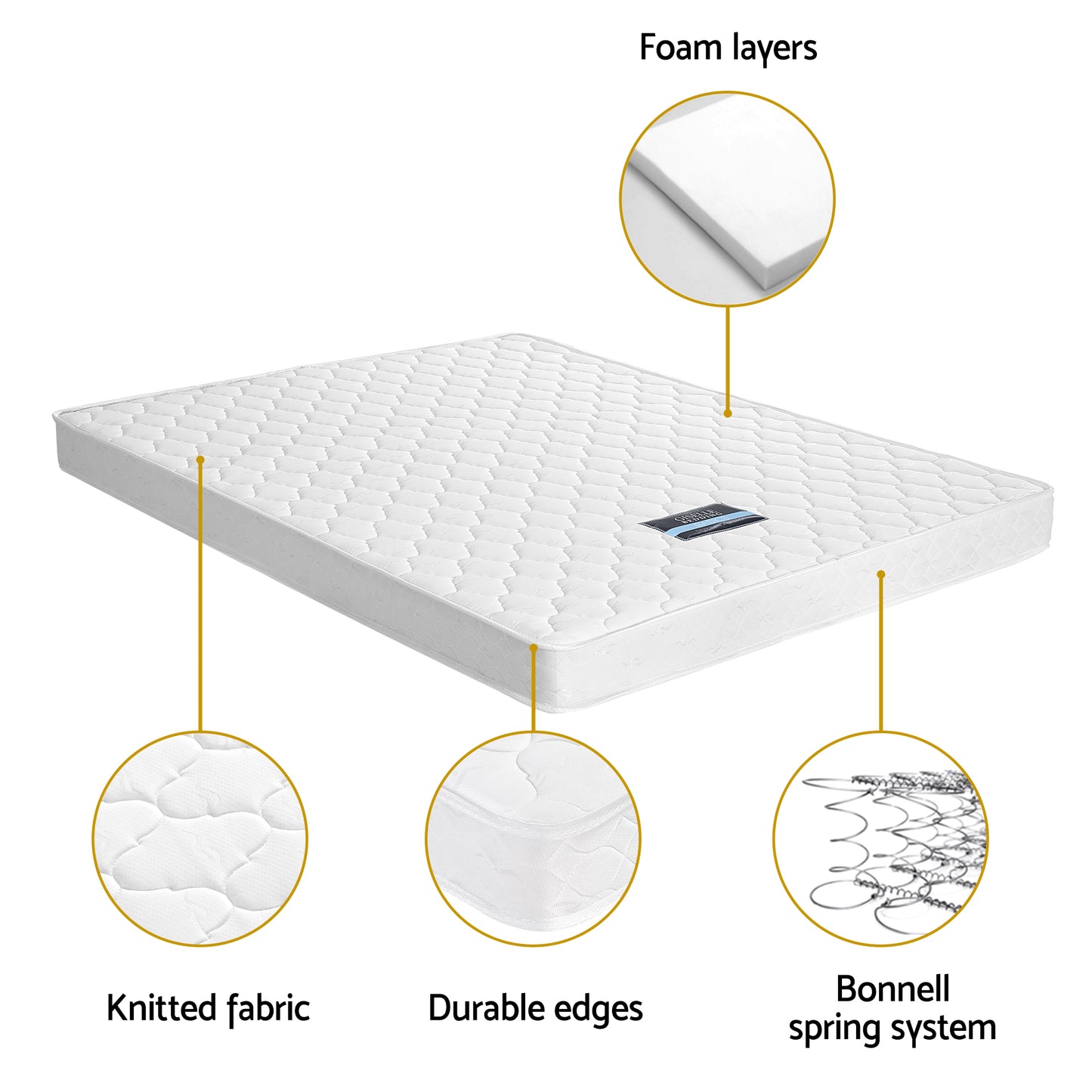 Giselle Double Mattress with Artiss Wooden Bed Frame Natural Pine Timber Base MABF-13D-001D-D-WH