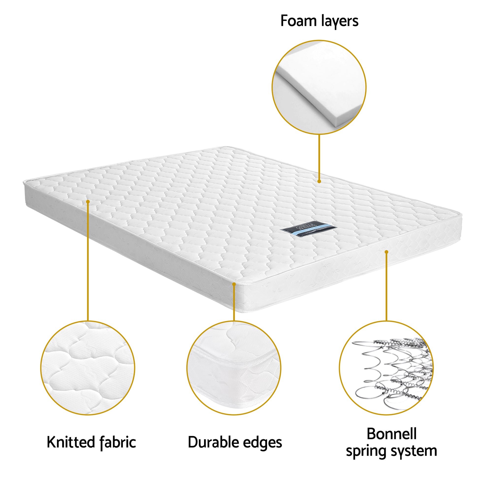 Giselle Double Mattress with Artiss Wooden Bed Frame Natural Pine Timber Base MABF-13D-001D-D-WH