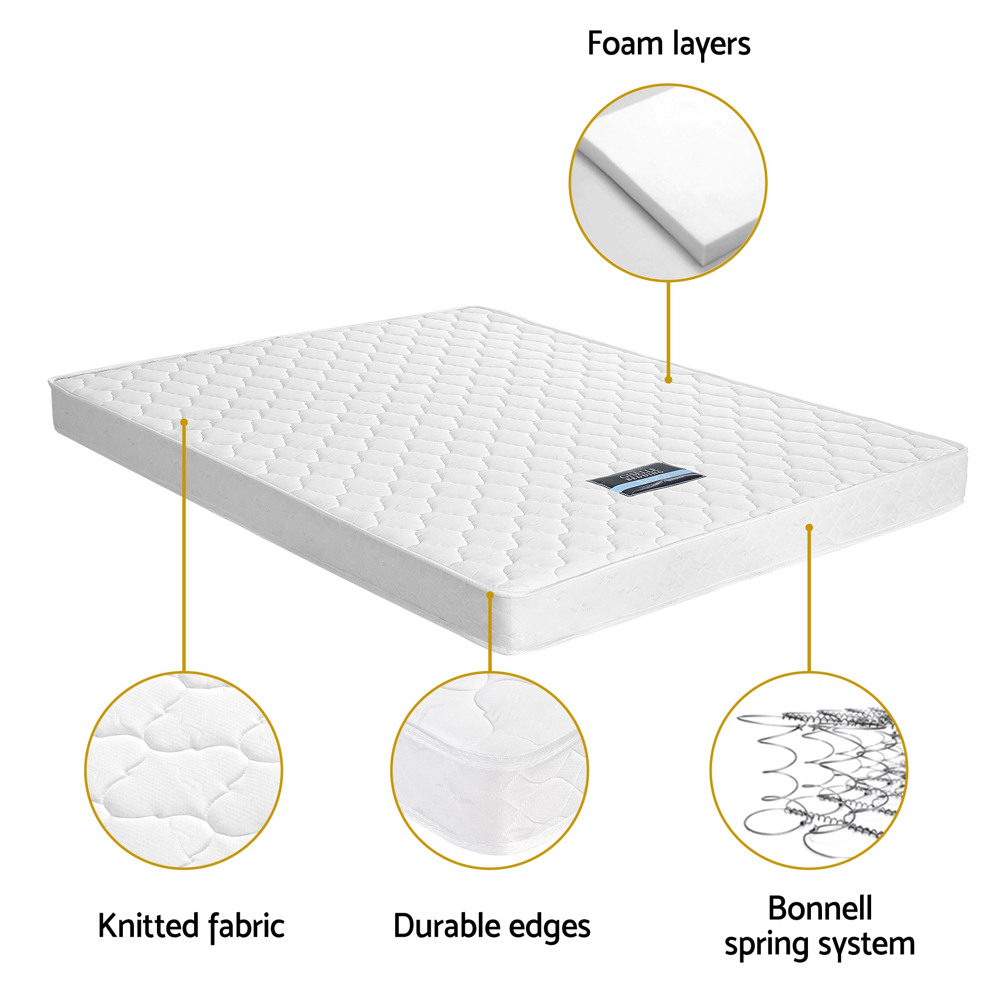 Giselle Double Mattress with Artiss Wooden Bed Frame Natural Pine Timber Base MABF-13D-001D-D-WH