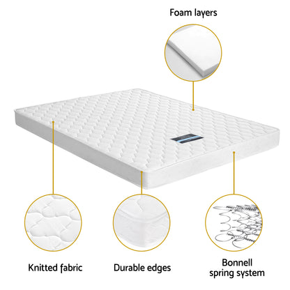 Giselle Double Mattress with Artiss Wooden Bed Frame Natural Pine Timber Base MABF-13D-001D-D-WH