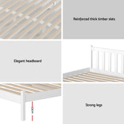 Giselle Double Mattress with Artiss Wooden Bed Frame Natural Pine Timber Base MABF-13D-001D-D-WH