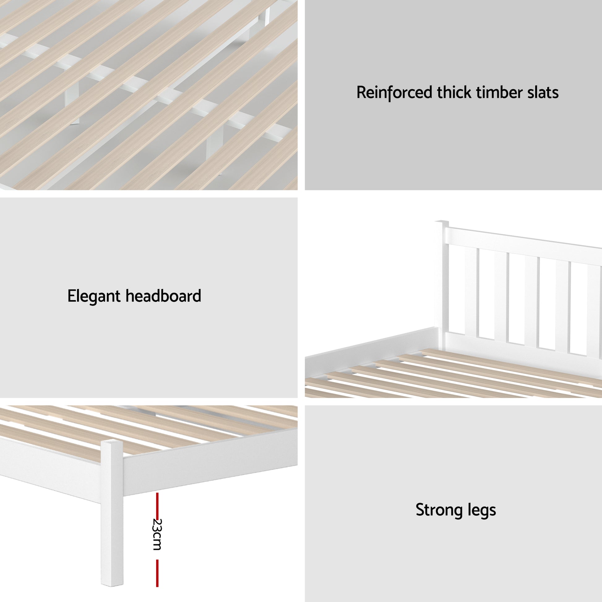 Giselle Double Mattress with Artiss Wooden Bed Frame Natural Pine Timber Base MABF-13D-001D-D-WH