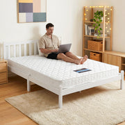 Giselle Double Mattress with Artiss Wooden Bed Frame Natural Pine Timber Base MABF-13D-001D-D-WH