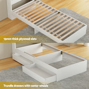 Giselle Single Mattress 5-zone Pocket Spring Mattresses with Artiss Wooden Storage Bed Frame Set MABF-BET-AURA-S-WH