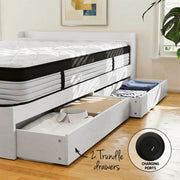 Giselle Single Mattress 5-zone Pocket Spring Mattresses with Artiss Wooden Storage Bed Frame Set MABF-BET-AURA-S-WH
