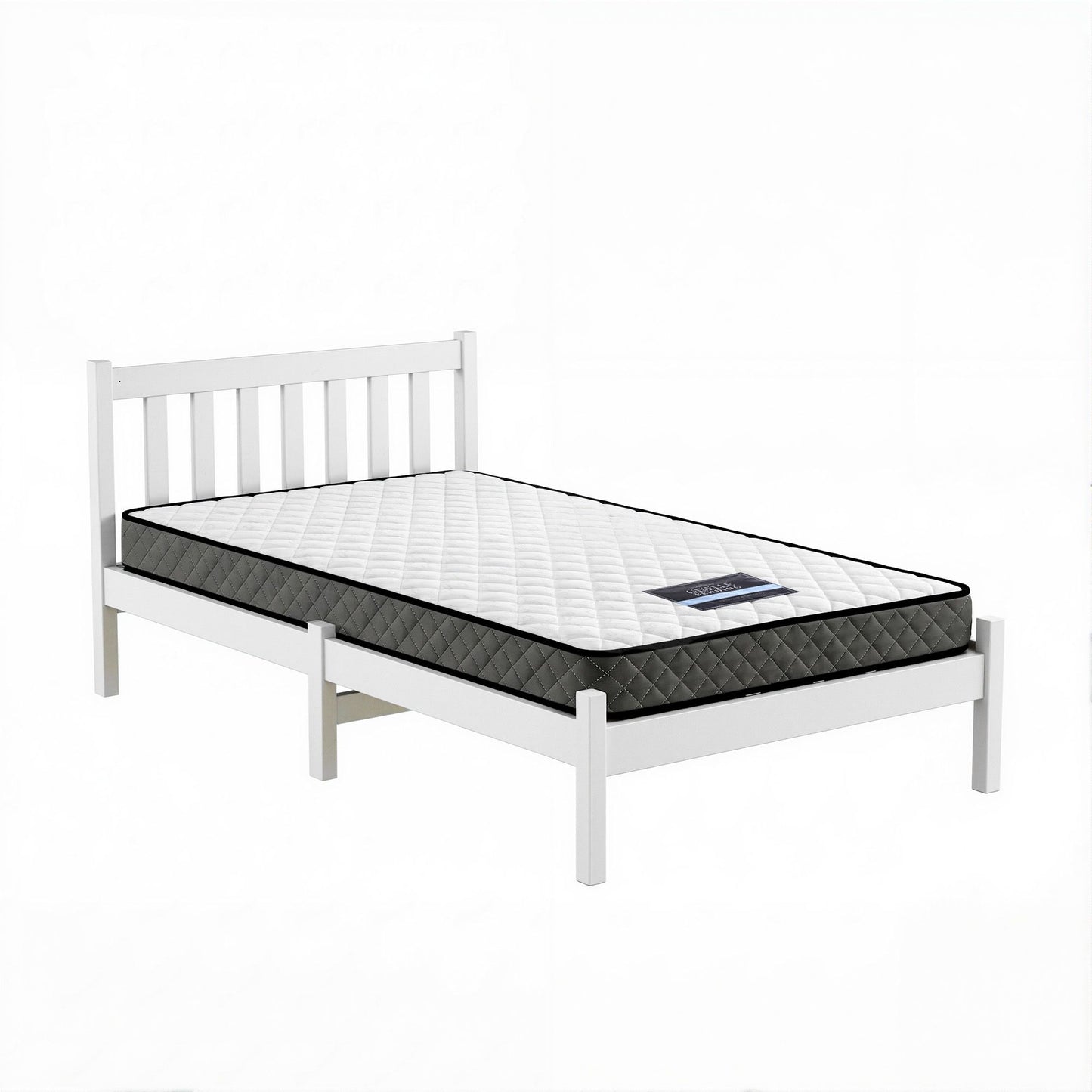 Giselle Single Mattress and Artiss Bed Frame Set White Solid Pine with 16cm Mattress MABF-BON-001S-WH