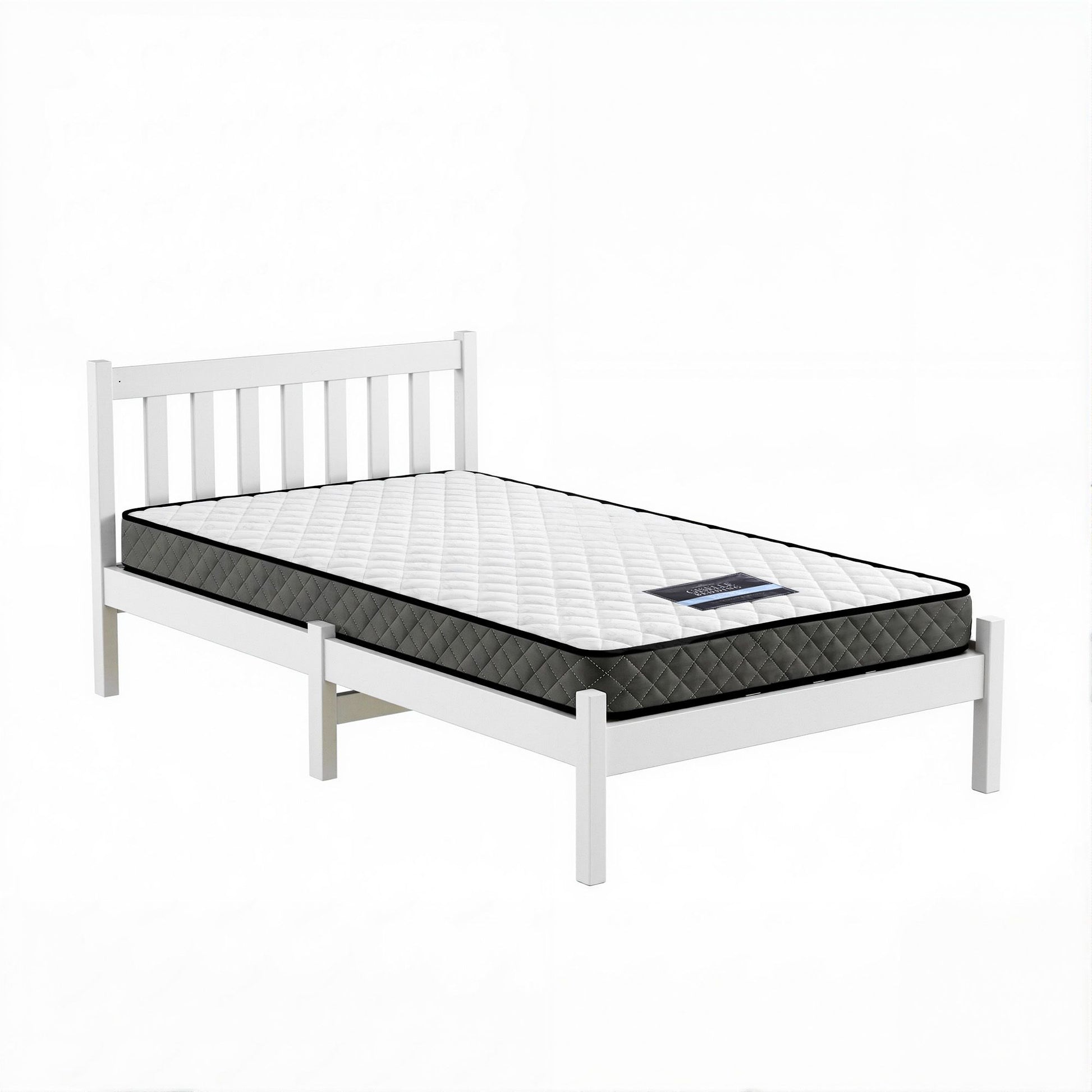 Giselle Single Mattress and Artiss Bed Frame Set White Solid Pine with 16cm Mattress MABF-BON-001S-WH