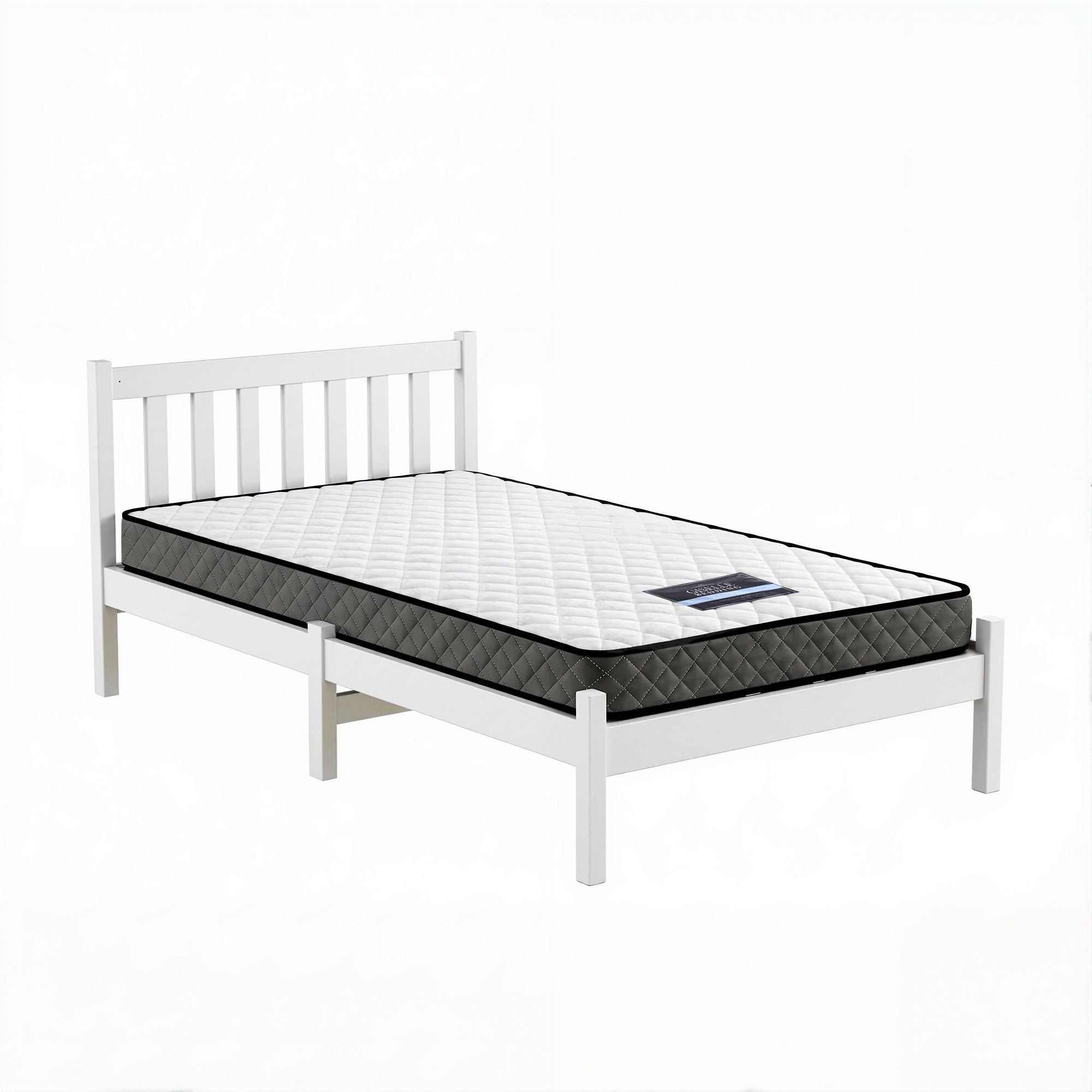 Giselle Single Mattress and Artiss Bed Frame Set White Solid Pine with 16cm Mattress MABF-BON-001S-WH