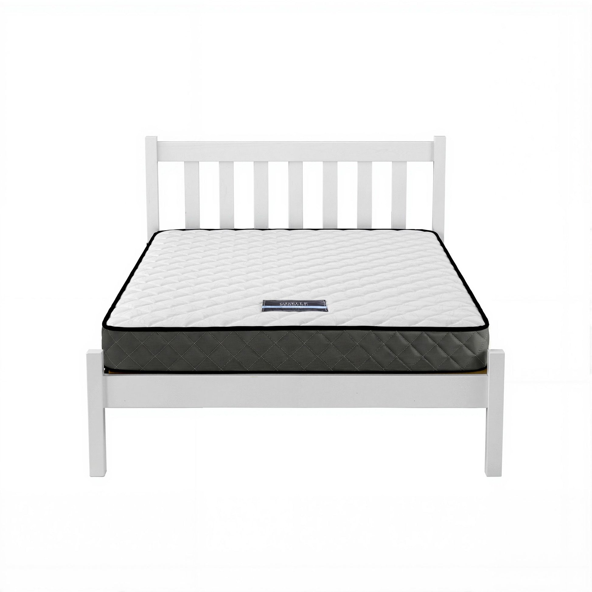 Giselle Single Mattress and Artiss Bed Frame Set White Solid Pine with 16cm Mattress MABF-BON-001S-WH