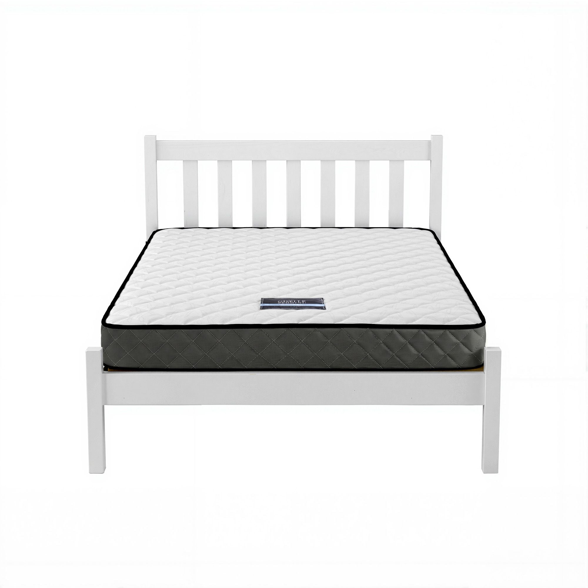 Giselle Single Mattress and Artiss Bed Frame Set White Solid Pine with 16cm Mattress MABF-BON-001S-WH