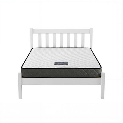 Giselle Single Mattress and Artiss Bed Frame Set White Solid Pine with 16cm Mattress MABF-BON-001S-WH