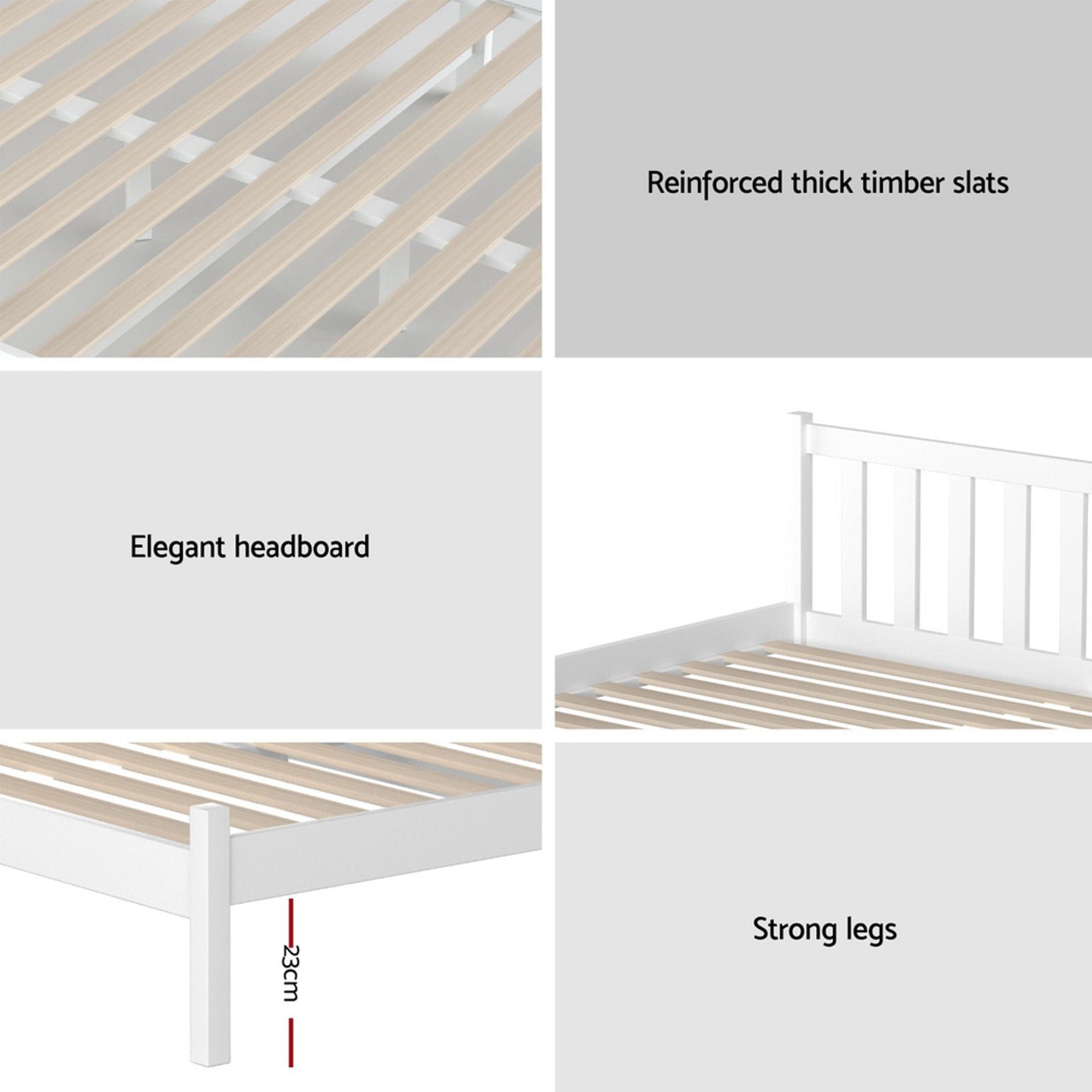 Giselle Single Mattress and Artiss Bed Frame Set White Solid Pine with 16cm Mattress MABF-BON-001S-WH