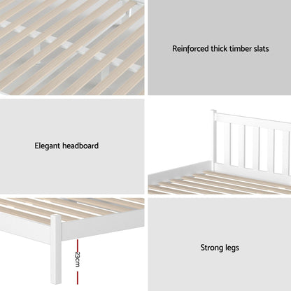 Giselle Single Mattress and Artiss Bed Frame Set White Solid Pine with 16cm Mattress MABF-BON-001S-WH