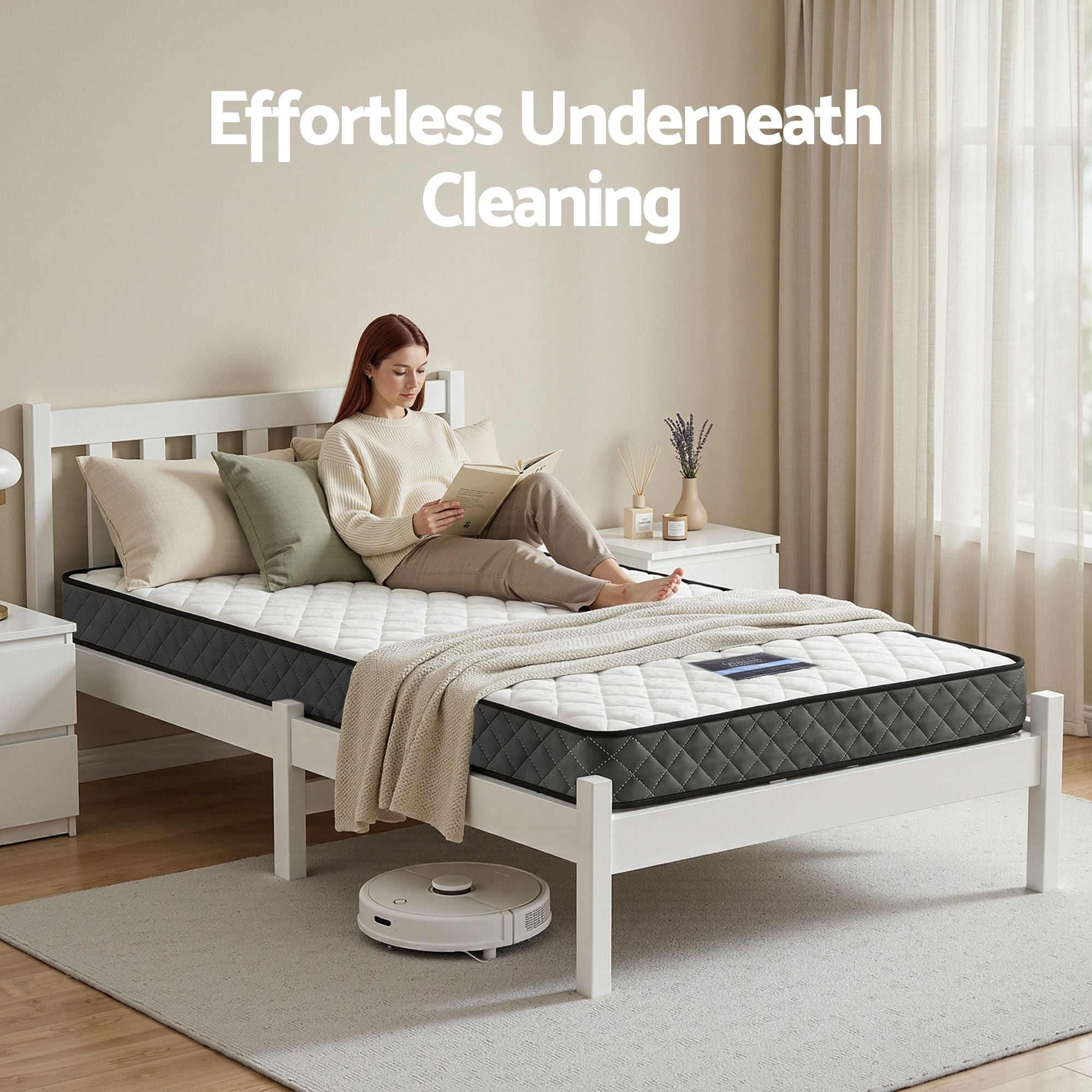 Giselle Single Mattress and Artiss Bed Frame Set White Solid Pine with 16cm Mattress MABF-BON-001S-WH