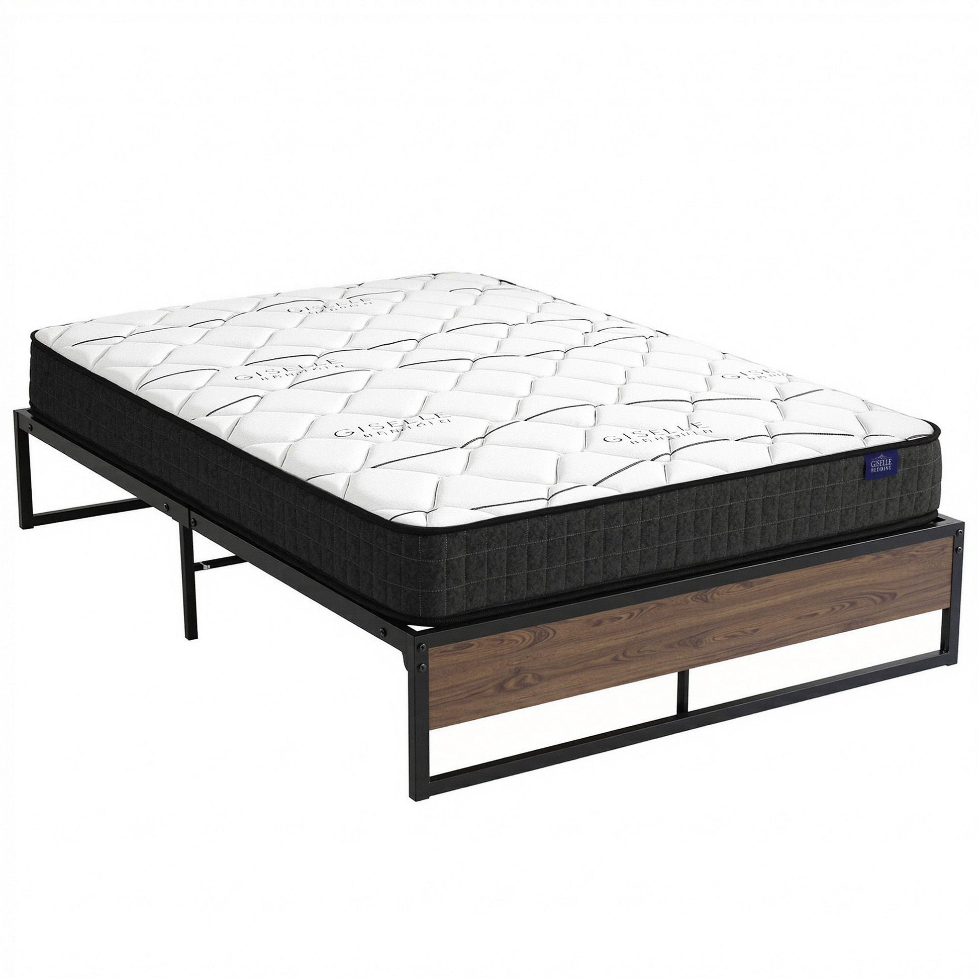 Giselle Double Mattress 16cm and Artiss Metal Bed Frame Set for Guest Rooms Studios MABF-GLAY-OSLO-BK