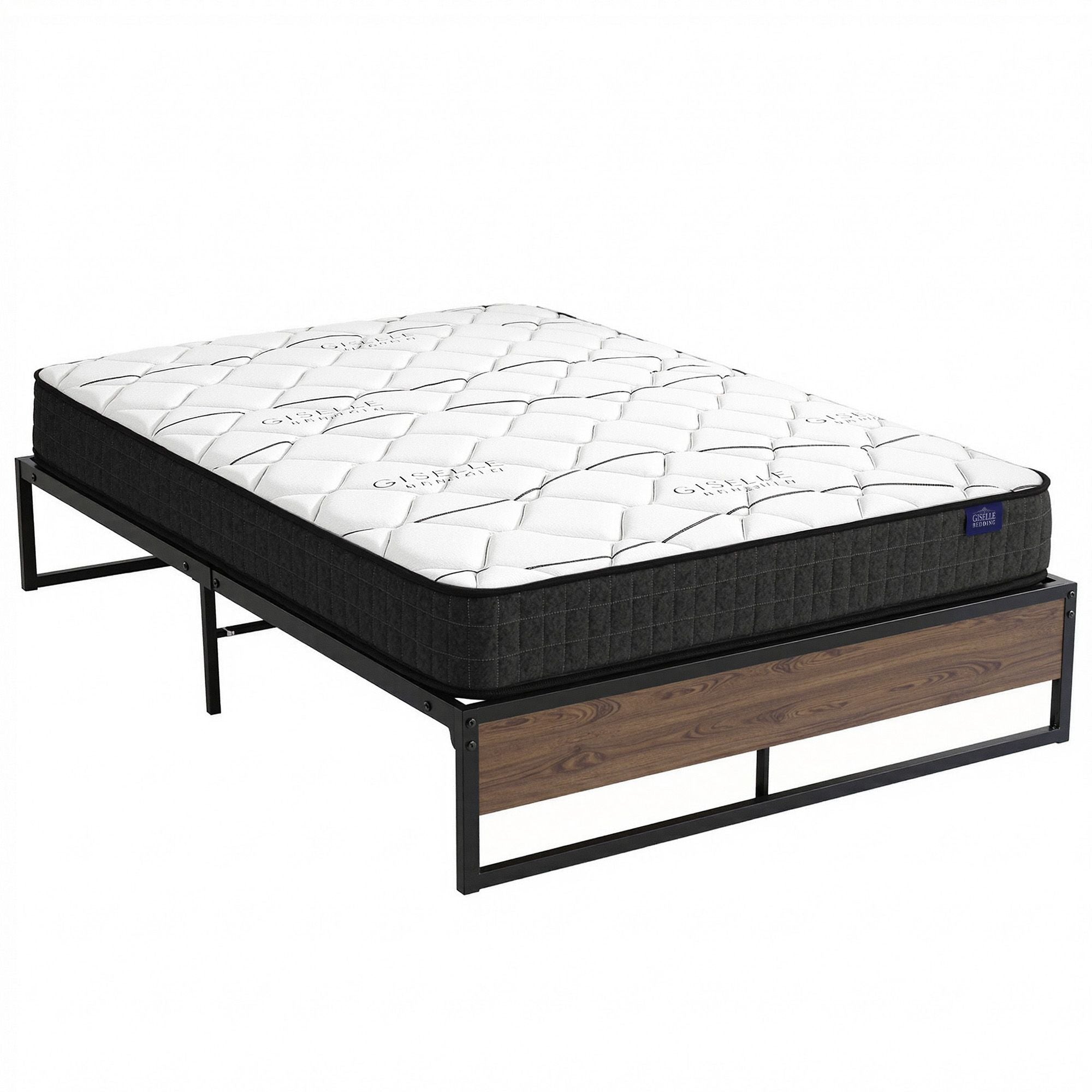 Giselle Double Mattress 16cm and Artiss Metal Bed Frame Set for Guest Rooms Studios MABF-GLAY-OSLO-BK