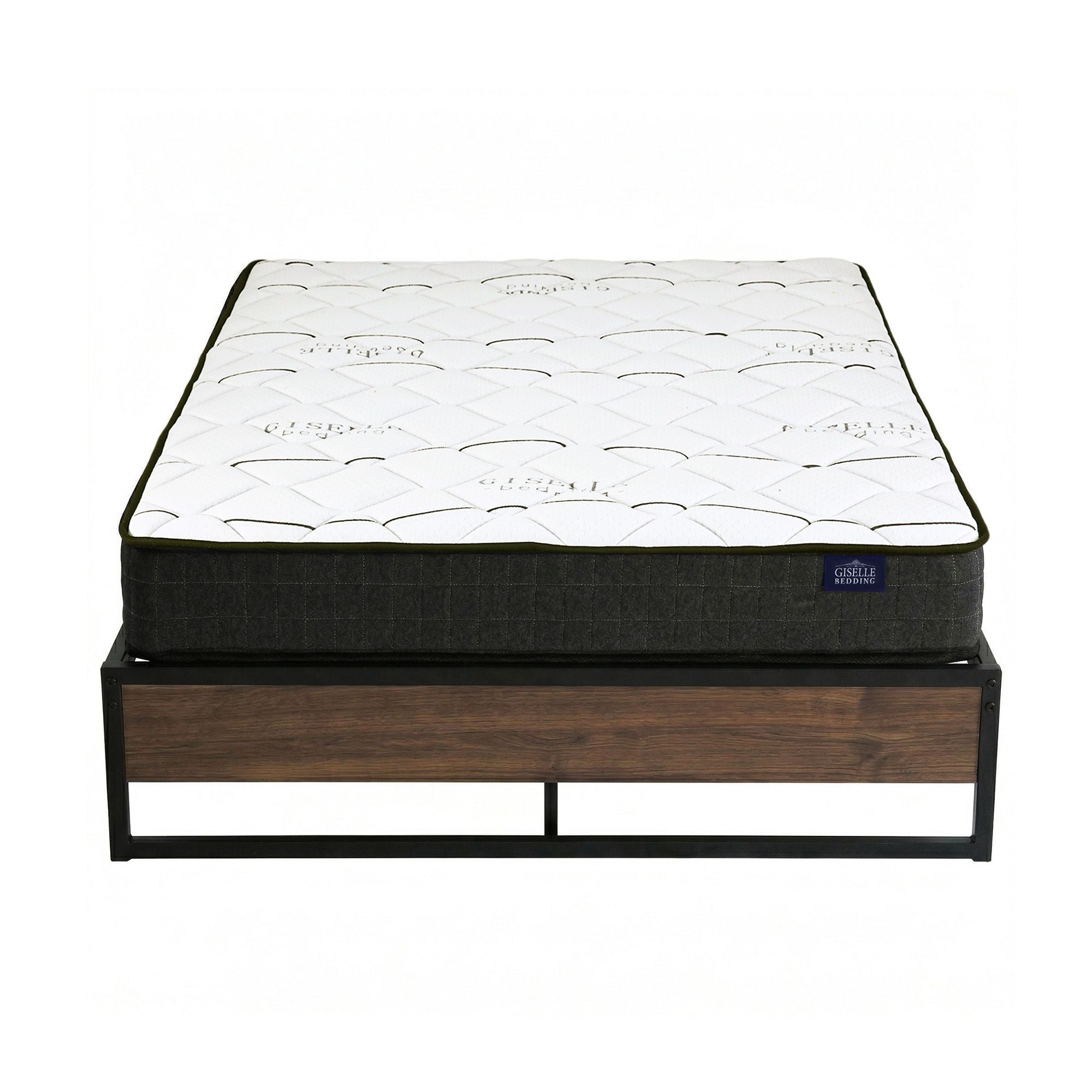 Giselle Double Mattress 16cm and Artiss Metal Bed Frame Set for Guest Rooms Studios MABF-GLAY-OSLO-BK