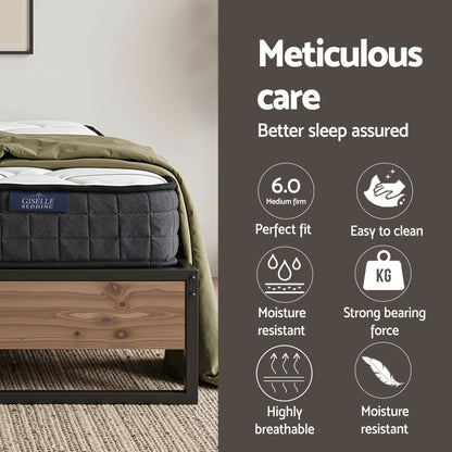 Giselle Double Mattress 16cm and Artiss Metal Bed Frame Set for Guest Rooms Studios MABF-GLAY-OSLO-BK