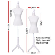 Female Mannequin 170cm Model Dressmaker Clothes Display Torso Tailor Wedding White MANNE-FEM-HALF-WH
