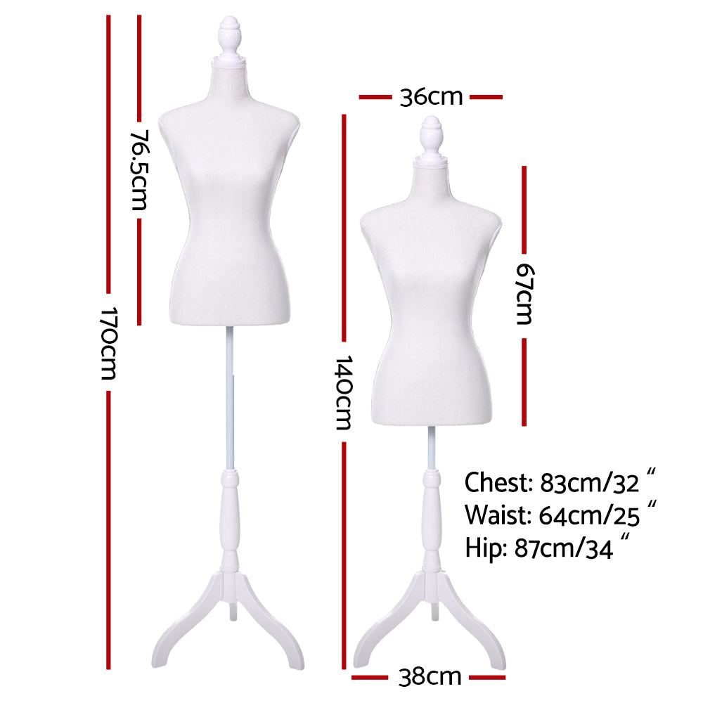 Female Mannequin 170cm Model Dressmaker Clothes Display Torso Tailor Wedding White MANNE-FEM-HALF-WH