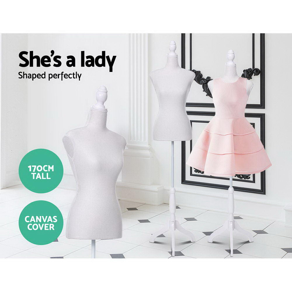 Female Mannequin 170cm Model Dressmaker Clothes Display Torso Tailor Wedding White MANNE-FEM-HALF-WH
