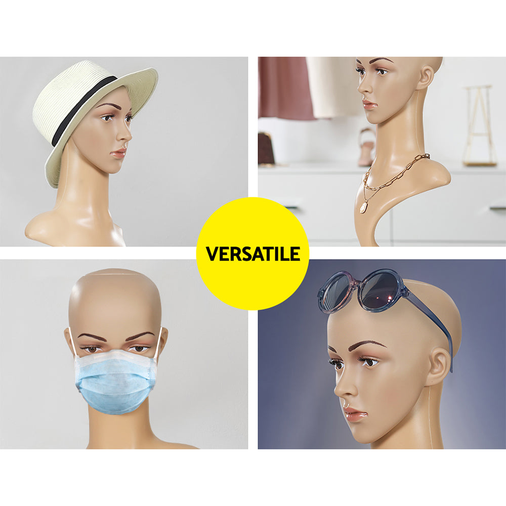 Embellir Female Mannequin Head Dummy Model Display Shop Stand Professional Use MANNE-FEM-HEAD-SKCO
