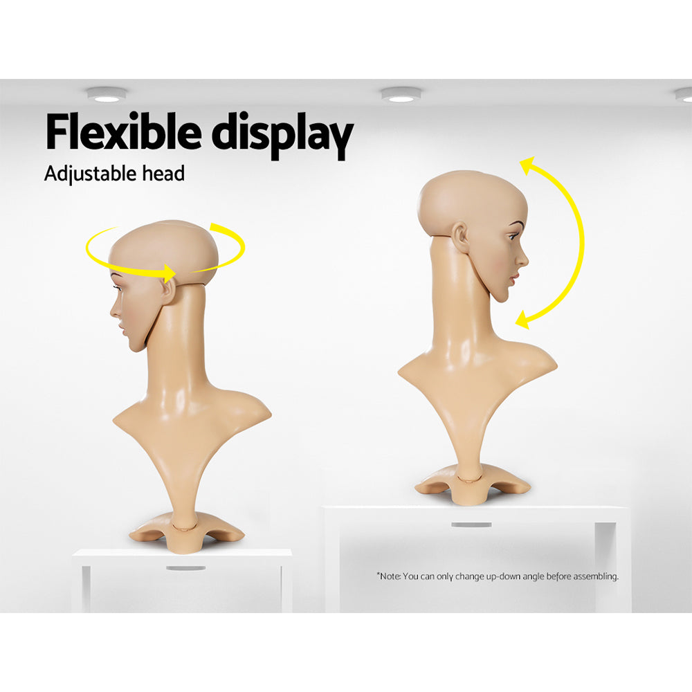 Embellir Female Mannequin Head Dummy Model Display Shop Stand Professional Use MANNE-FEM-HEAD-SKCO