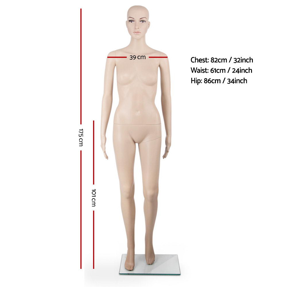 175cm Tall Full Body Female Mannequin - Skin Coloured MANNE-FEM-WF-SKCO