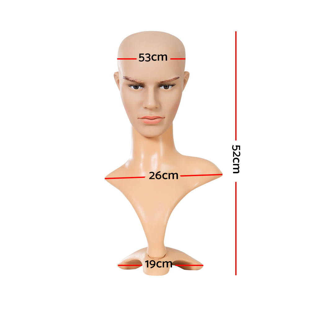 Embellir Male Mannequin Head Dummy Model Display Shop Stand Professional Use MANNE-MAL-HEAD-SKCO