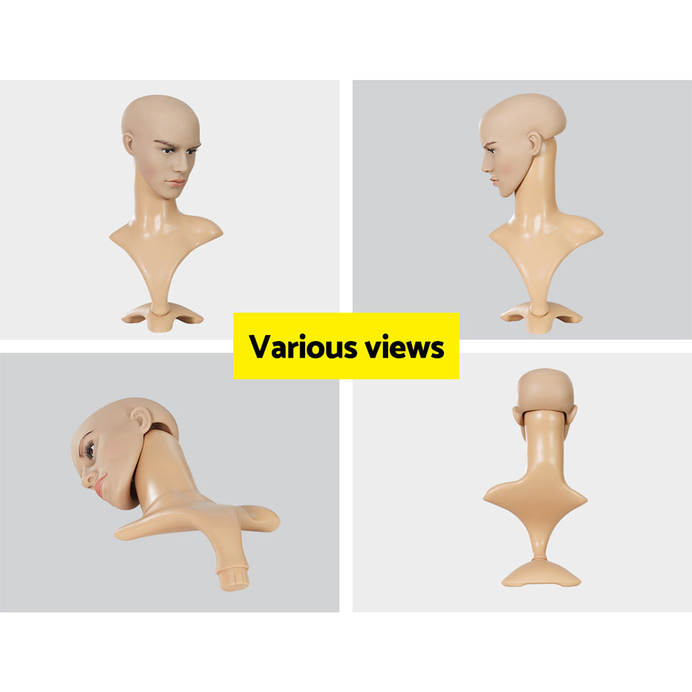 Embellir Male Mannequin Head Dummy Model Display Shop Stand Professional Use MANNE-MAL-HEAD-SKCO