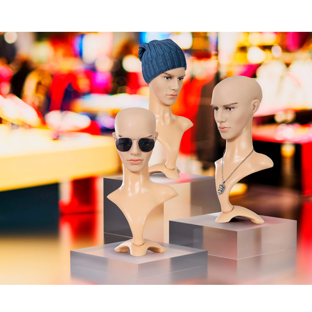 Embellir Male Mannequin Head Dummy Model Display Shop Stand Professional Use MANNE-MAL-HEAD-SKCO