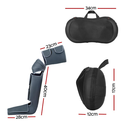 Livemor Leg Foot Massager Air Compression With Back Neck Massager Heat MAS-FOOT-NECK-01-BK