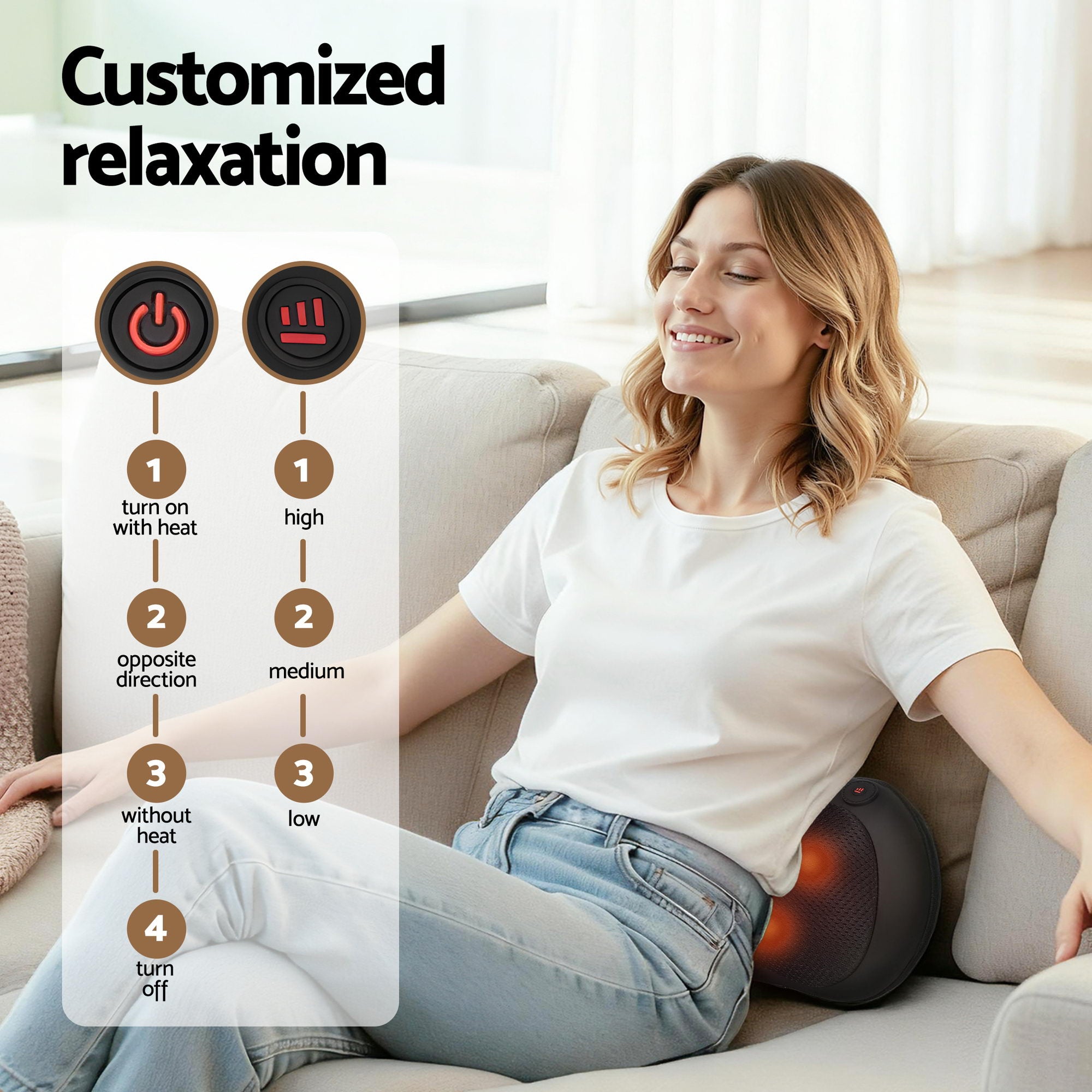 Livemor Leg Foot Massager Air Compression With Back Neck Massager Heat MAS-FOOT-NECK-01-BK