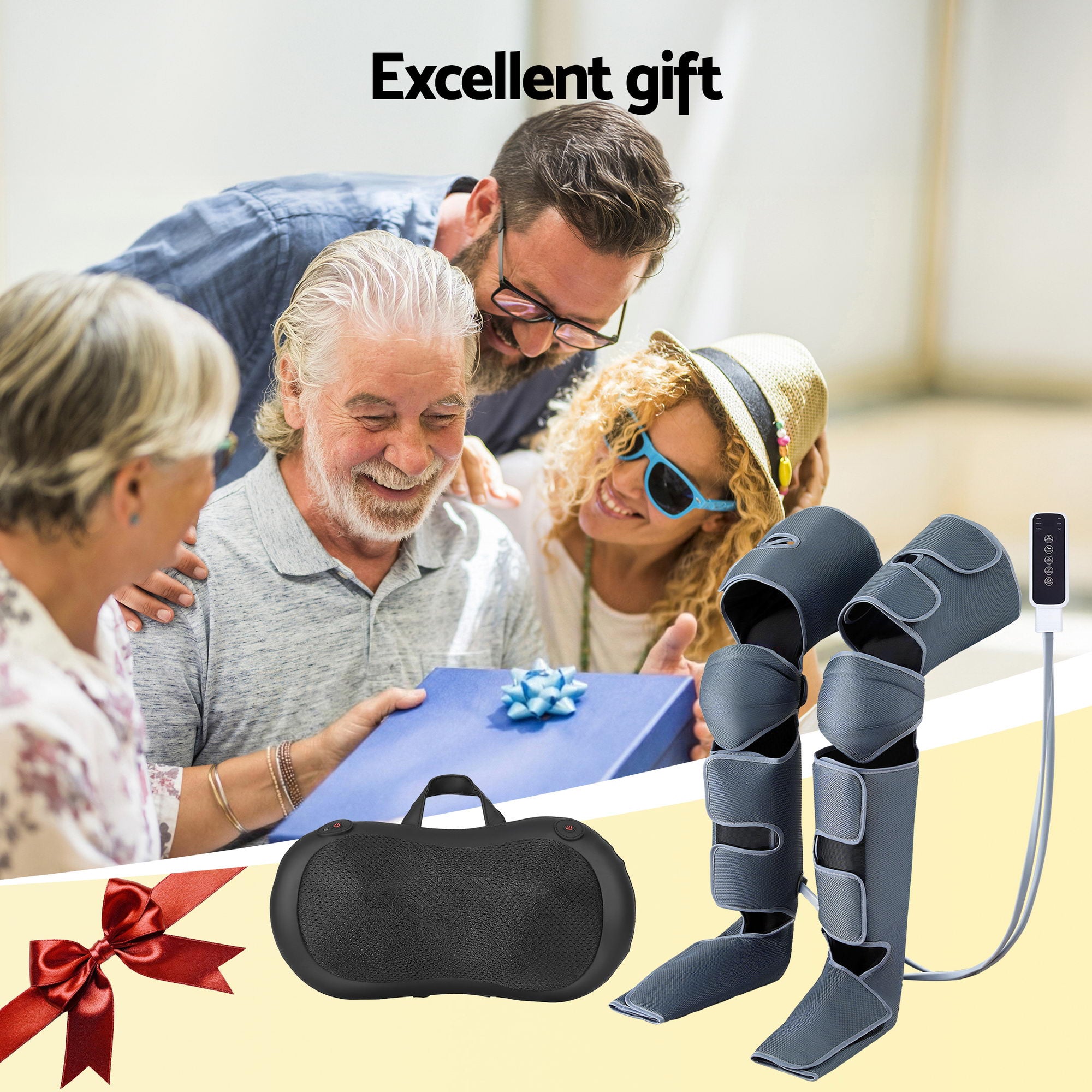 Livemor Leg Foot Massager Air Compression With Back Neck Massager Heat MAS-FOOT-NECK-01-BK