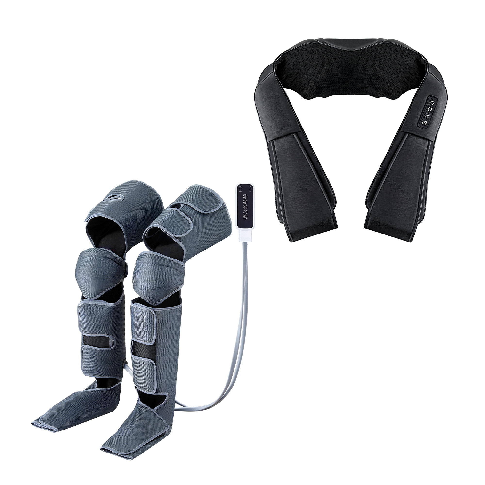 Livemor Electric Leg Foot Massager Air Wrap With Shiatsu Neck Massager Heating MAS-FOOT-NECK-8H-BK