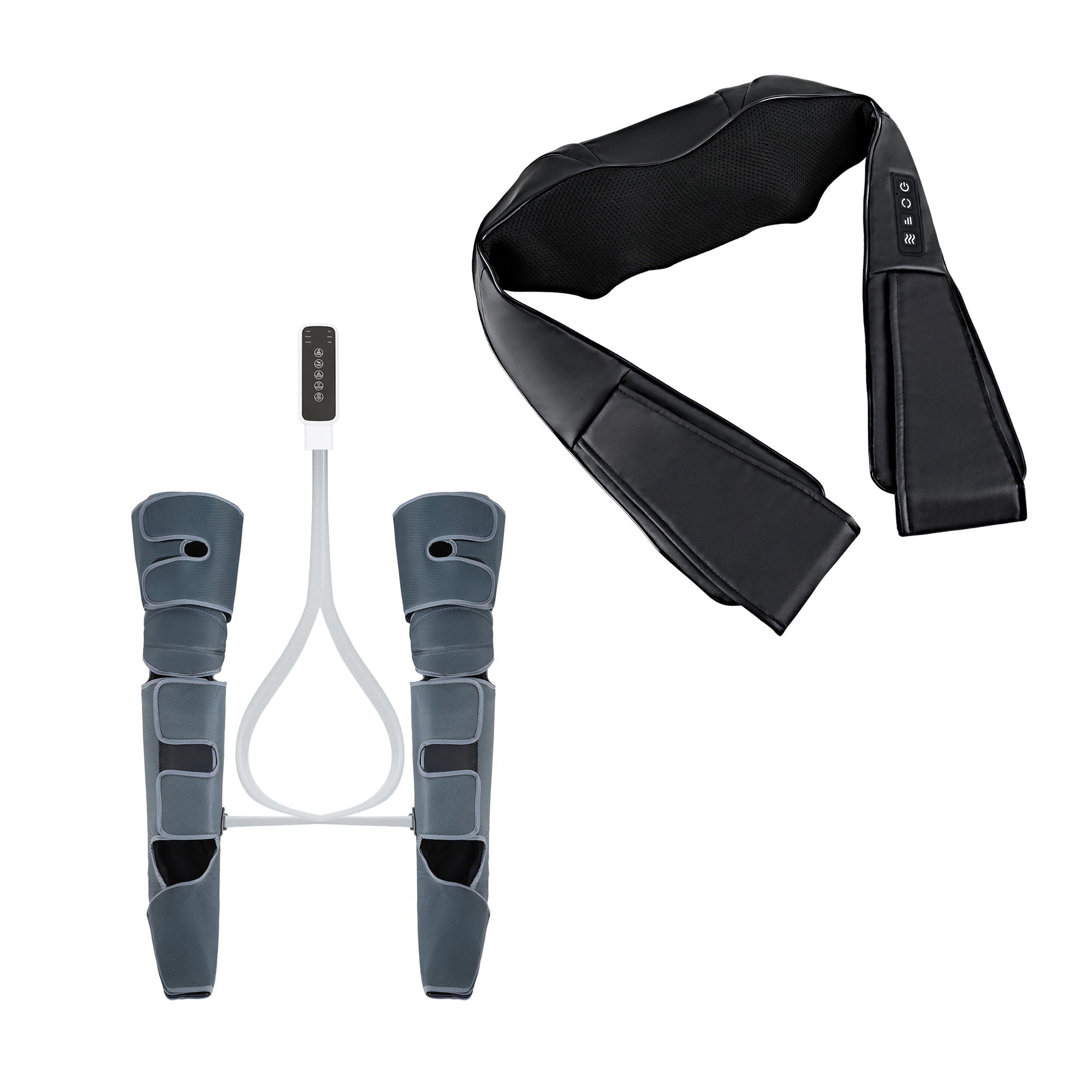Livemor Electric Leg Foot Massager Air Wrap With Shiatsu Neck Massager Heating MAS-FOOT-NECK-8H-BK