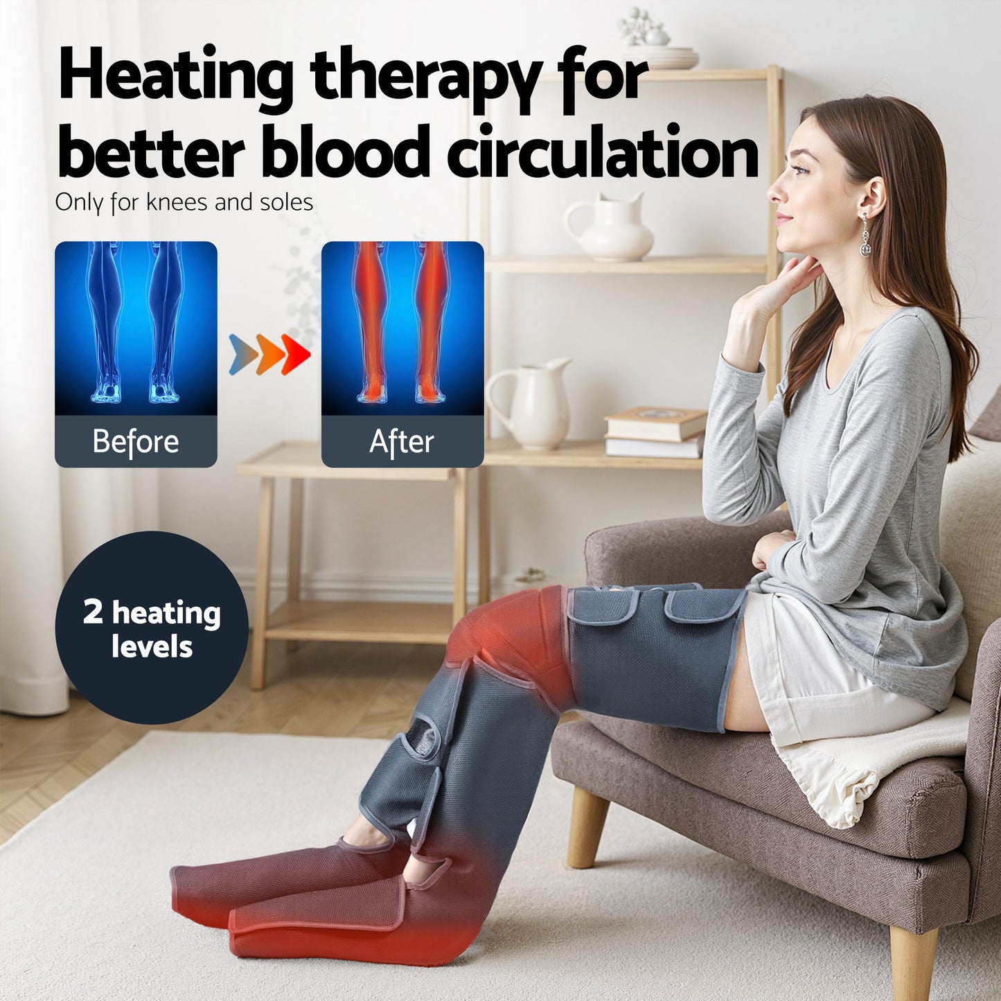 Livemor Electric Leg Foot Massager Air Wrap With Shiatsu Neck Massager Heating MAS-FOOT-NECK-8H-BK