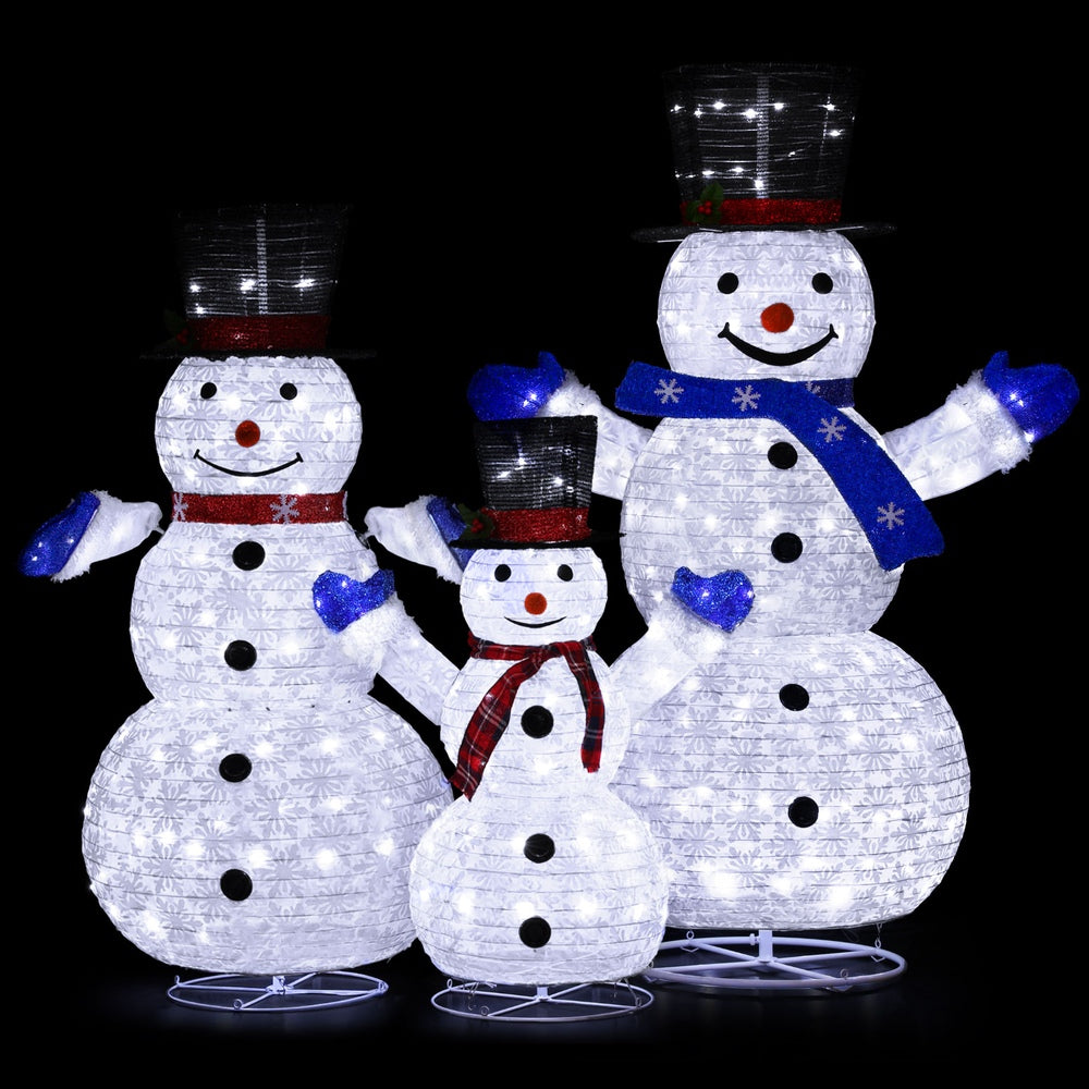 3 PCS Christmas Lights 330 LED Fairy Light Snowman Decorations Jingle Jollys MAS-MOT-SNOW-3PCS-WH